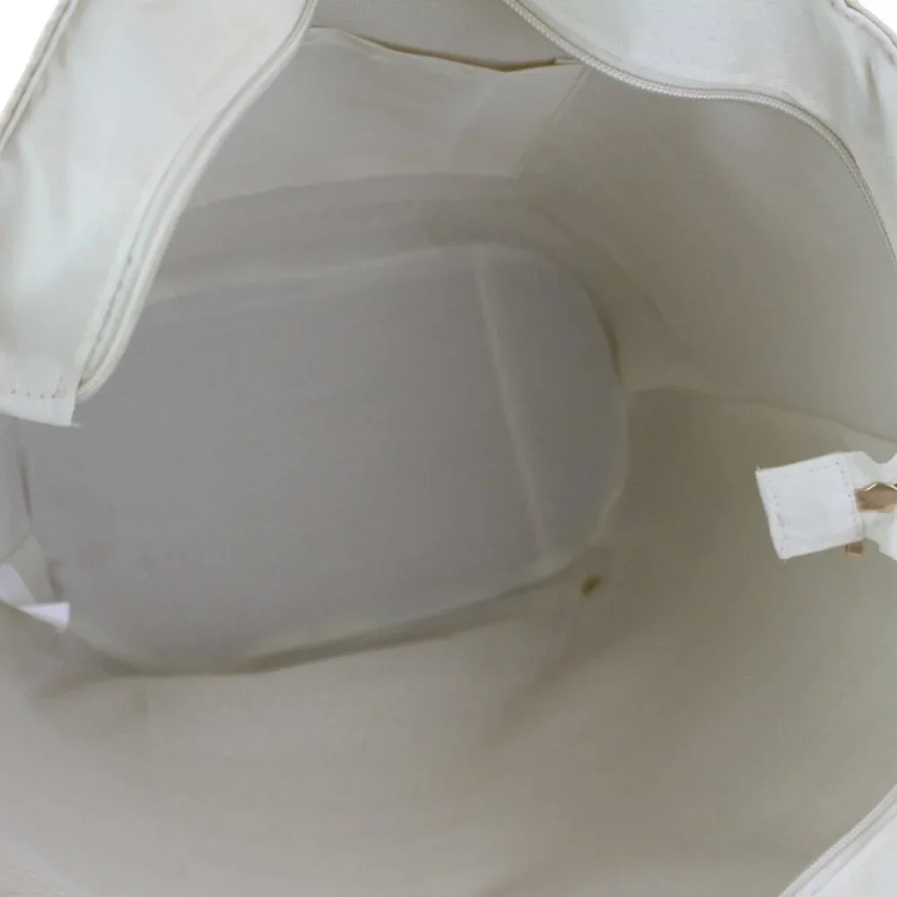 AR New York Woven Women's Large Straw Beach Tote Bag with Black Handles - Picture 10 of 10